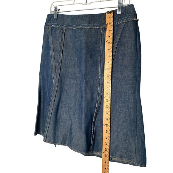 Neiman Marcus 10 Lida Baday $1200 Denim Skirt Set Linen Blazer Jean Skirt Blue - Picture 11 of 14